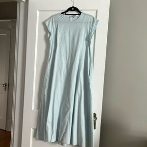 Stunning baby blue midi short sleeve dress with pockets